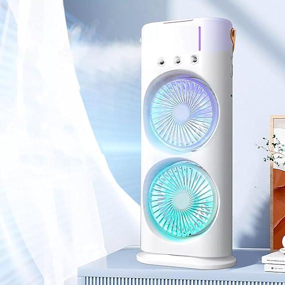 Mist Fan with LED Light & Humidifier| Portable USB Air Cooler for Home Office Travel