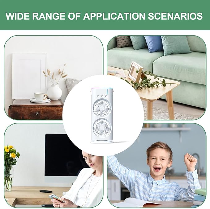 Mist Fan with LED Light & Humidifier| Portable USB Air Cooler for Home Office Travel