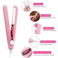 2-in-1 Mini Hair Straightener & Curler – Portable Thermostatic Ceramic Flat Iron for Dry & Wet Hair Styling - Random Color