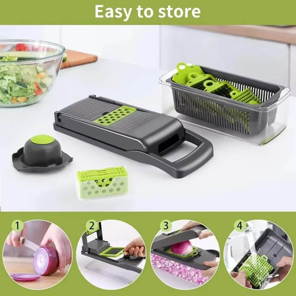 16-in-1 Vegetable Cutter – Cut vegetables 10X faster- Save hours