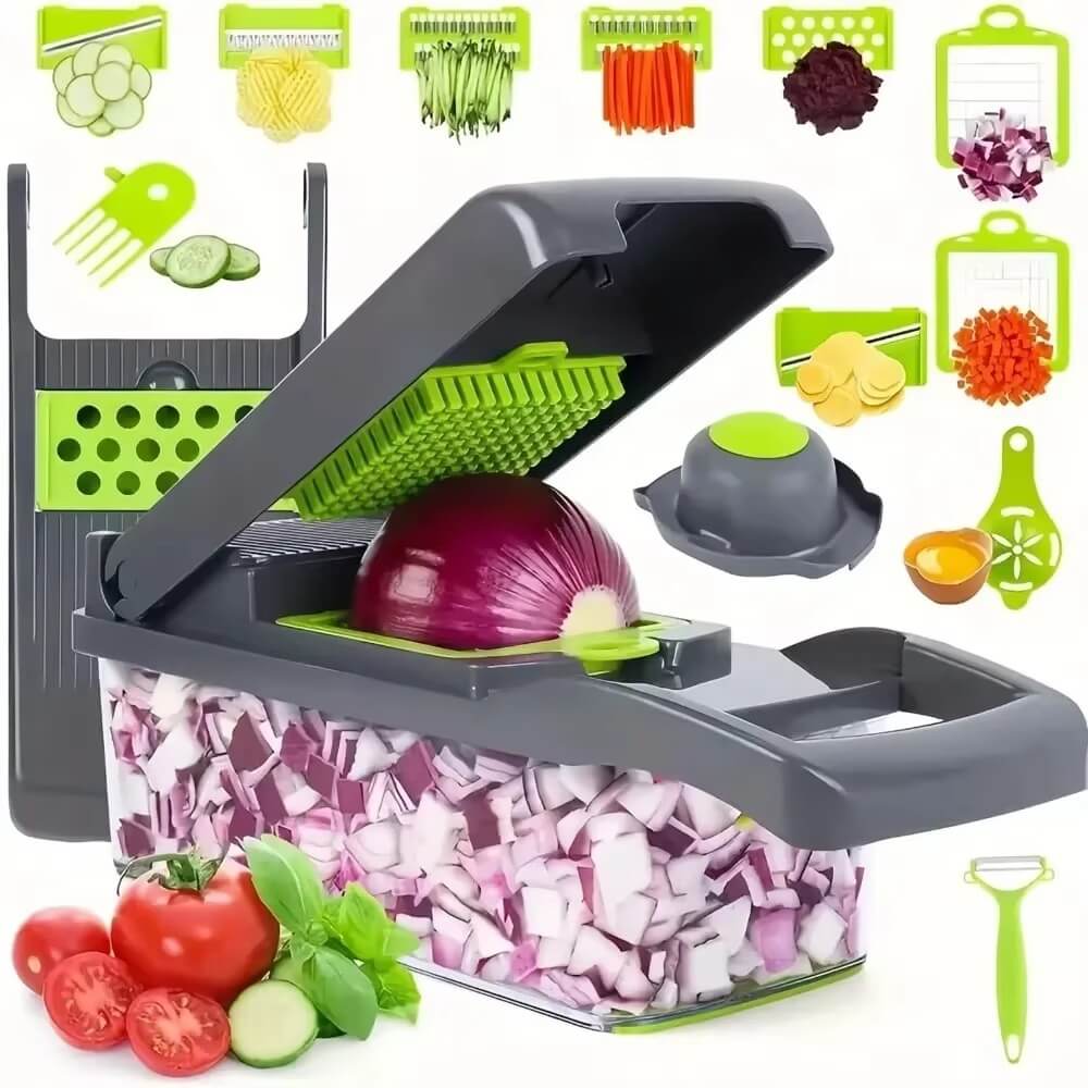 16-in-1 Vegetable Cutter – Cut vegetables 10X faster- Save hours
