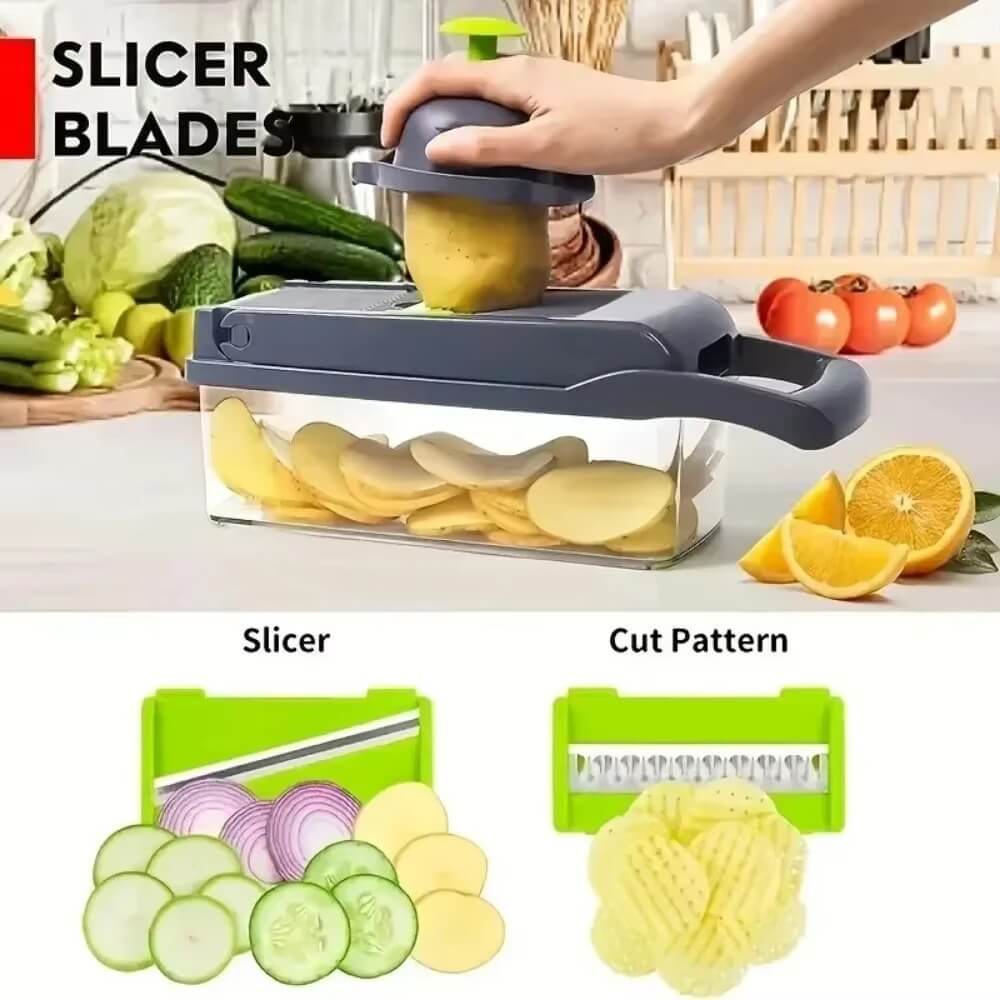 16-in-1 Vegetable Cutter – Cut vegetables 10X faster- Save hours