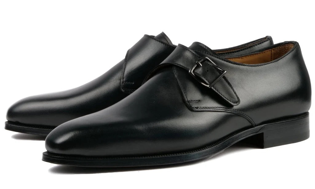 Luxury Handmade Monk Strap Black Shoes for Men | AmazeCart